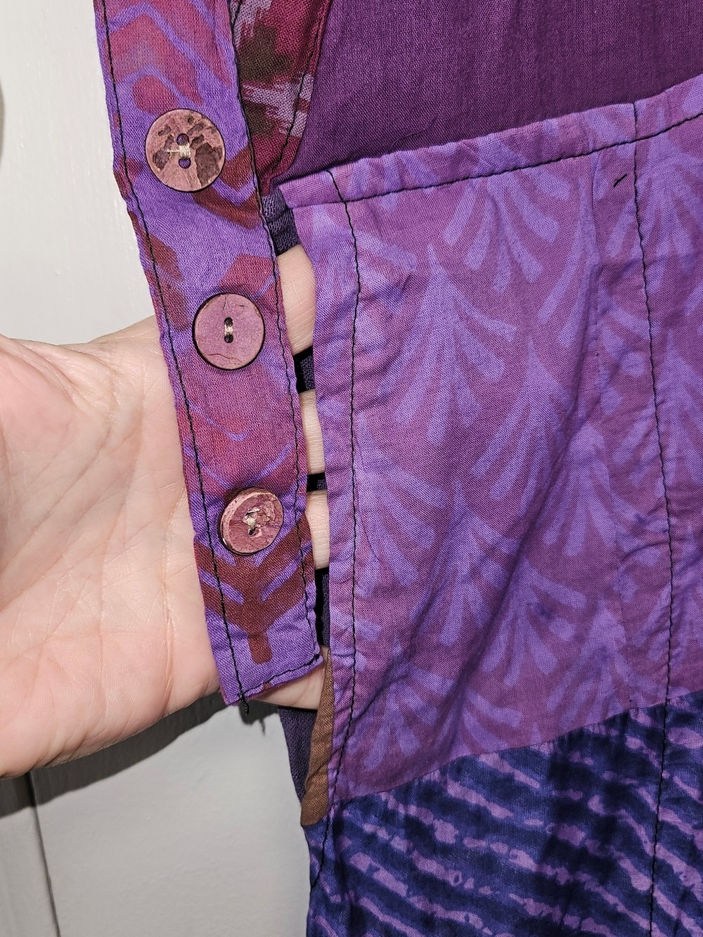 Boho Purple Patchwork Apron Jumpsuit - Picture 7 of 10